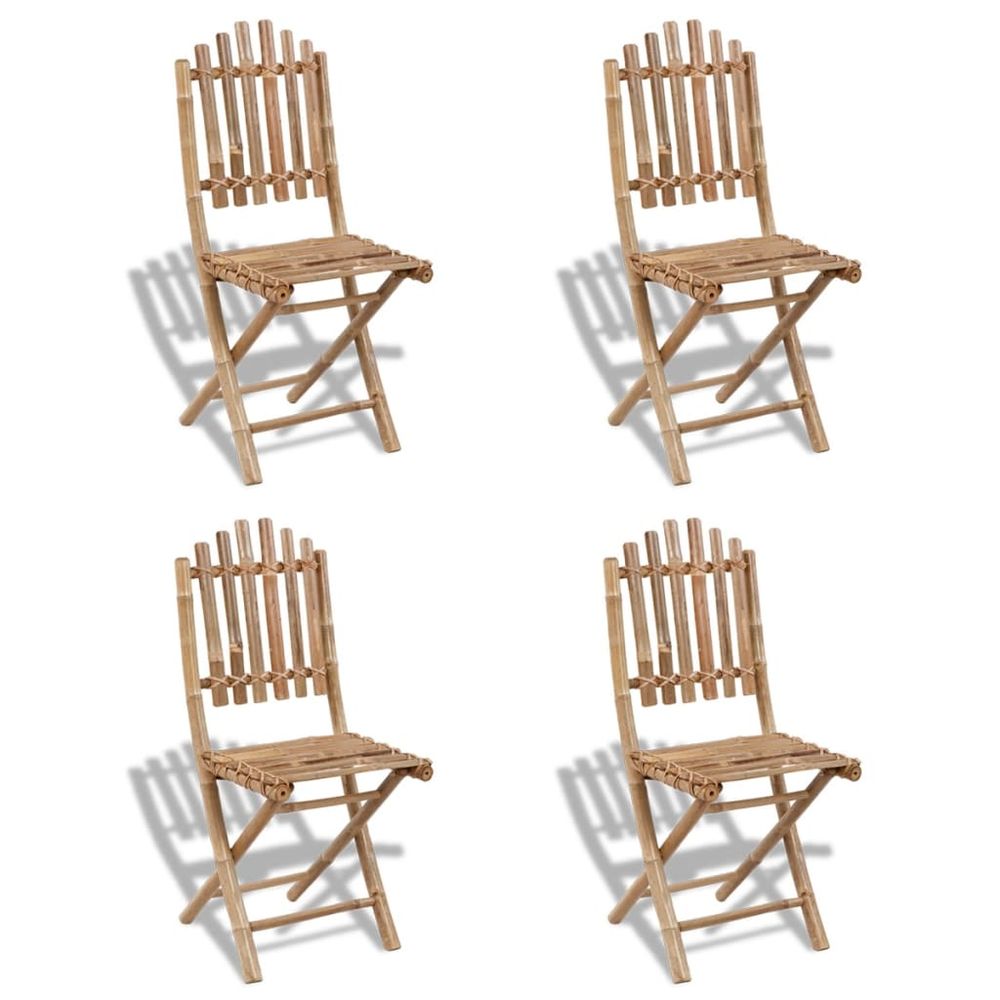 Foldable Outdoor Chairs vidaXL Bamboo 4 pcs - Garden Chairs from vidaXL