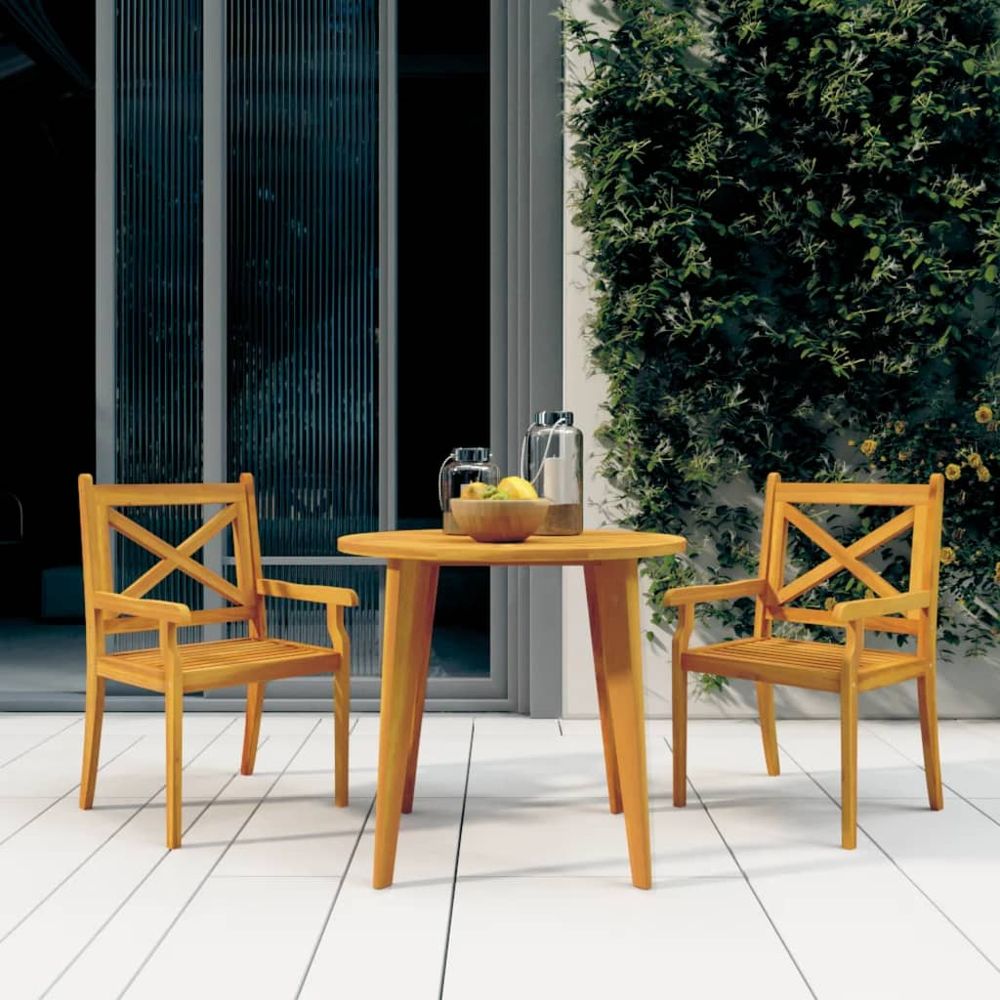 Outdoor Dining Chairs 2 pcs vidaXL Solid Wood Acacia - Garden Chairs from vidaXL