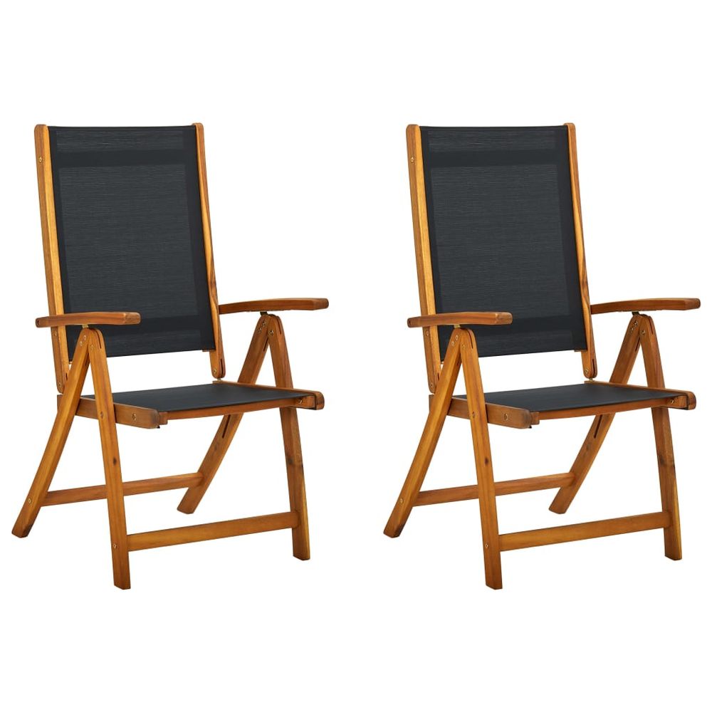 Folding Garden Chairs 2 pcs vidaXL Solid Acacia Wood and Textilene - Garden Chairs from vidaXL