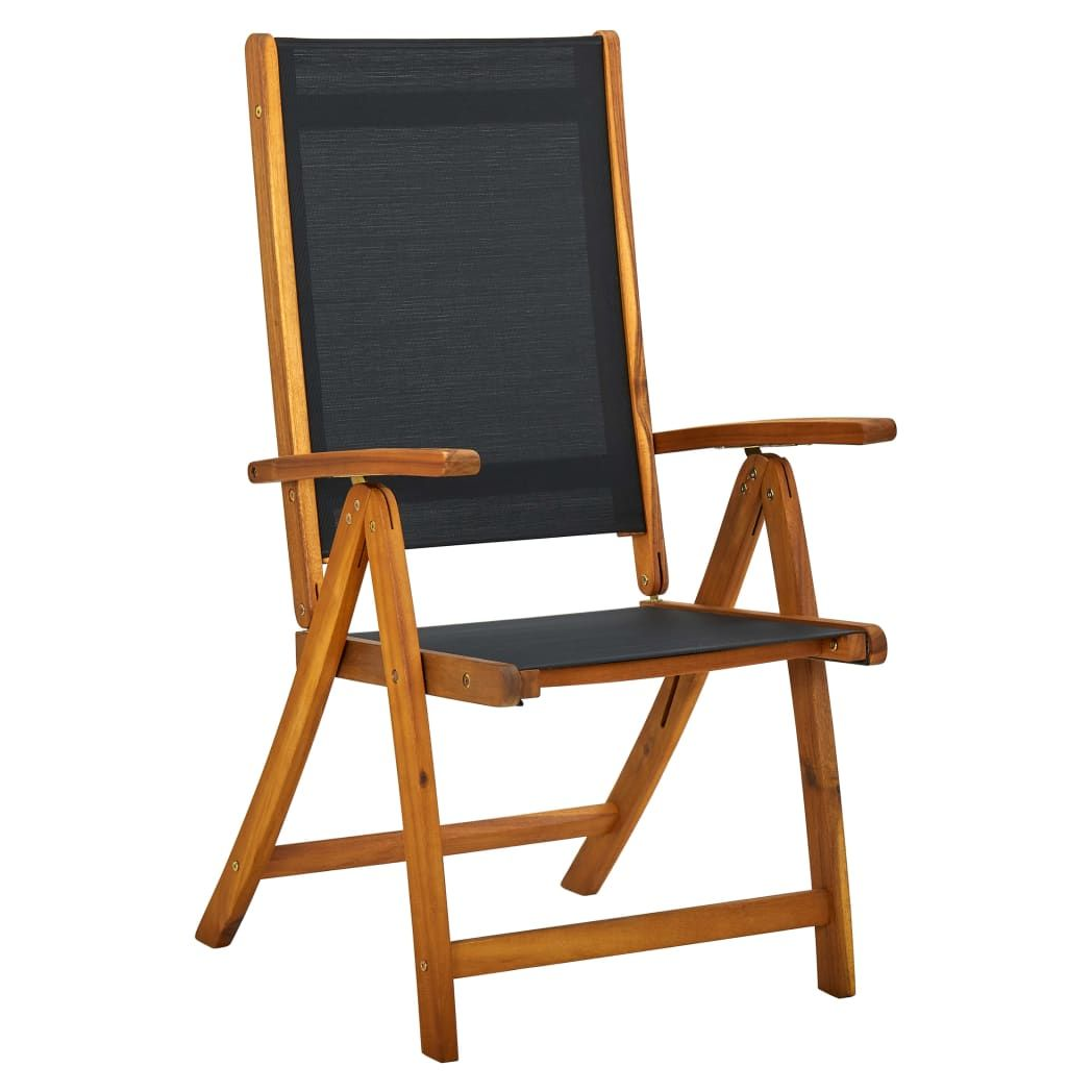 Folding Garden Chairs 2 pcs vidaXL Solid Acacia Wood and Textilene - Garden Chairs from vidaXL
