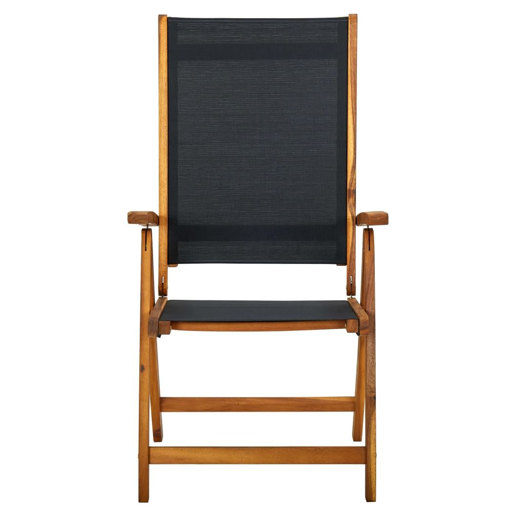 Folding Garden Chairs 2 pcs vidaXL Solid Acacia Wood and Textilene - Garden Chairs from vidaXL