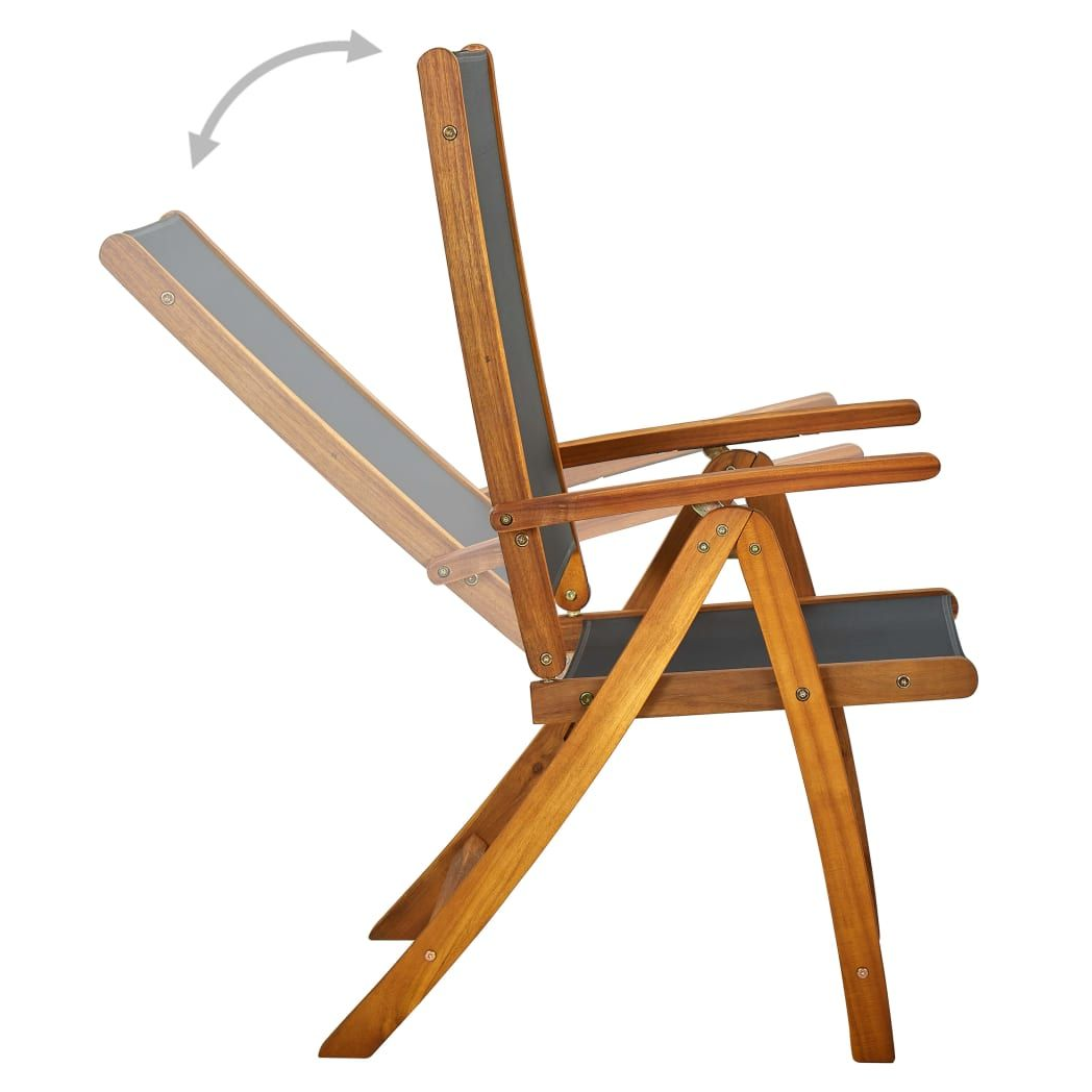 Folding Garden Chairs 2 pcs vidaXL Solid Acacia Wood and Textilene - Garden Chairs from vidaXL