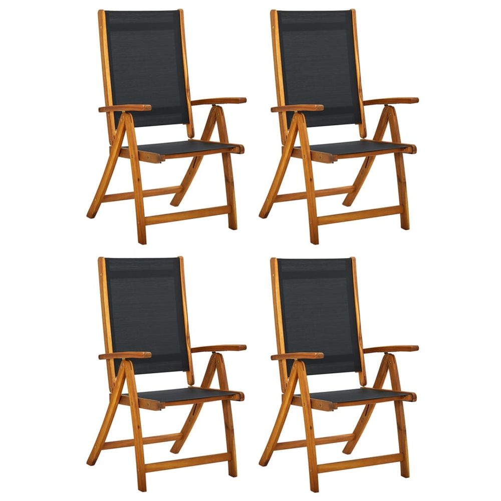 Folding Garden Chairs 2 pcs vidaXL Solid Acacia Wood and Textilene - Garden Chairs from vidaXL