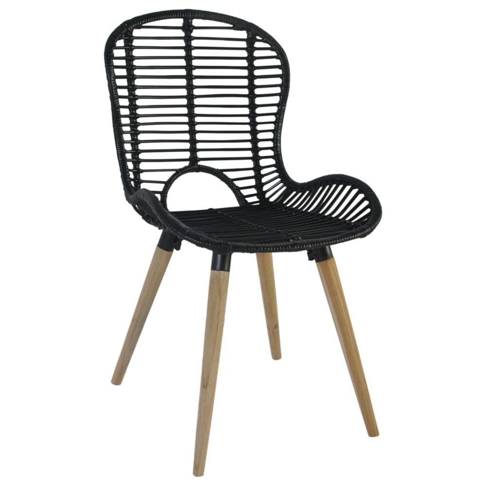 Dining Chairs 6 pcs vidaXL Black Natural Rattan - Garden Chairs from vidaXL