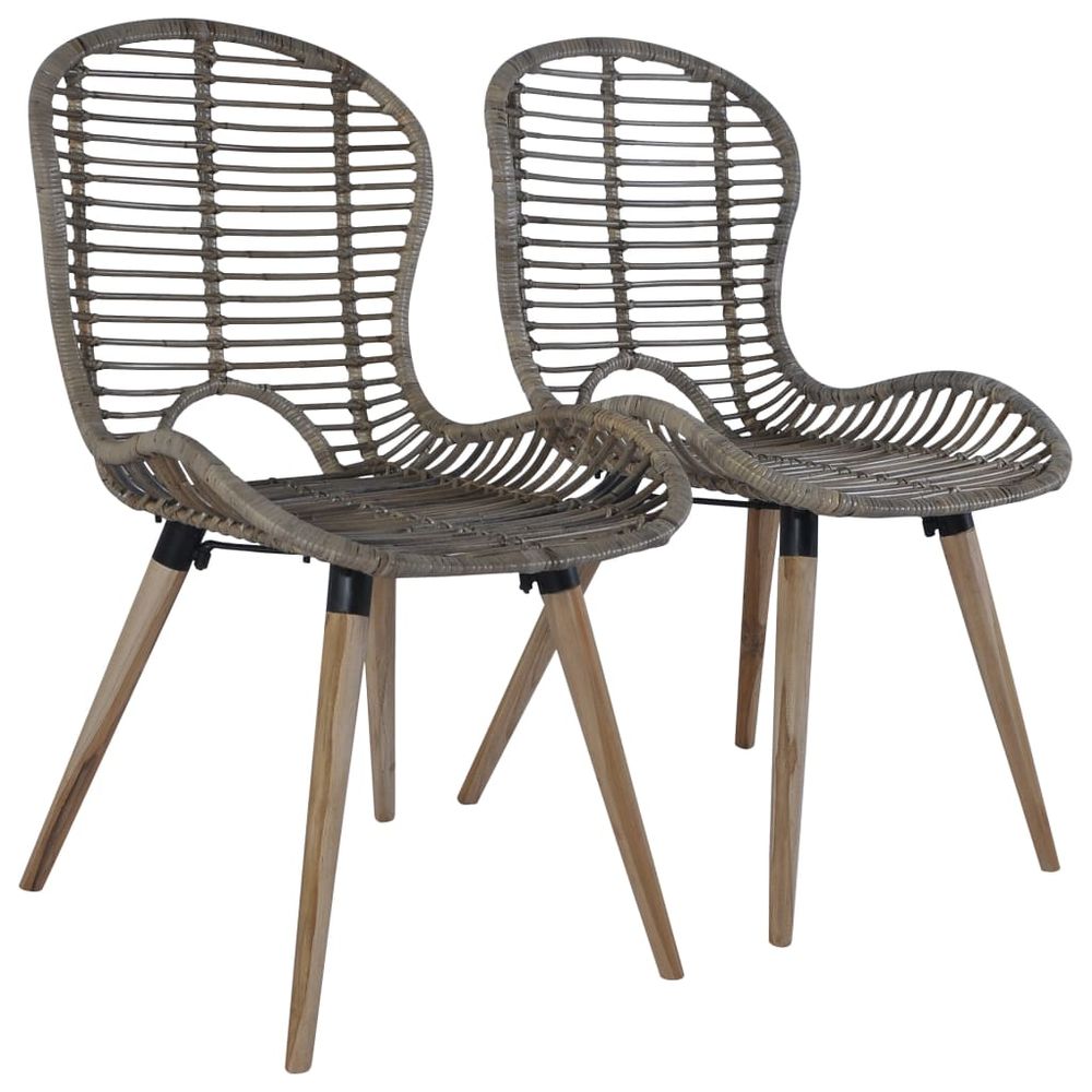 Dining Chairs 6 pcs vidaXL Black Natural Rattan - Garden Chairs from vidaXL