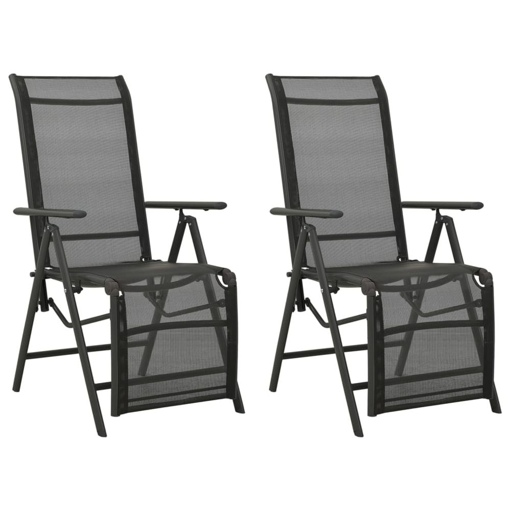 Reclining Garden Chairs 2pcs vidaXL Textilene and Aluminium Black - Garden Chairs from vidaXL