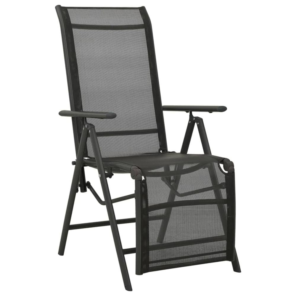 Reclining Garden Chairs 2pcs vidaXL Textilene and Aluminium Black - Garden Chairs from vidaXL