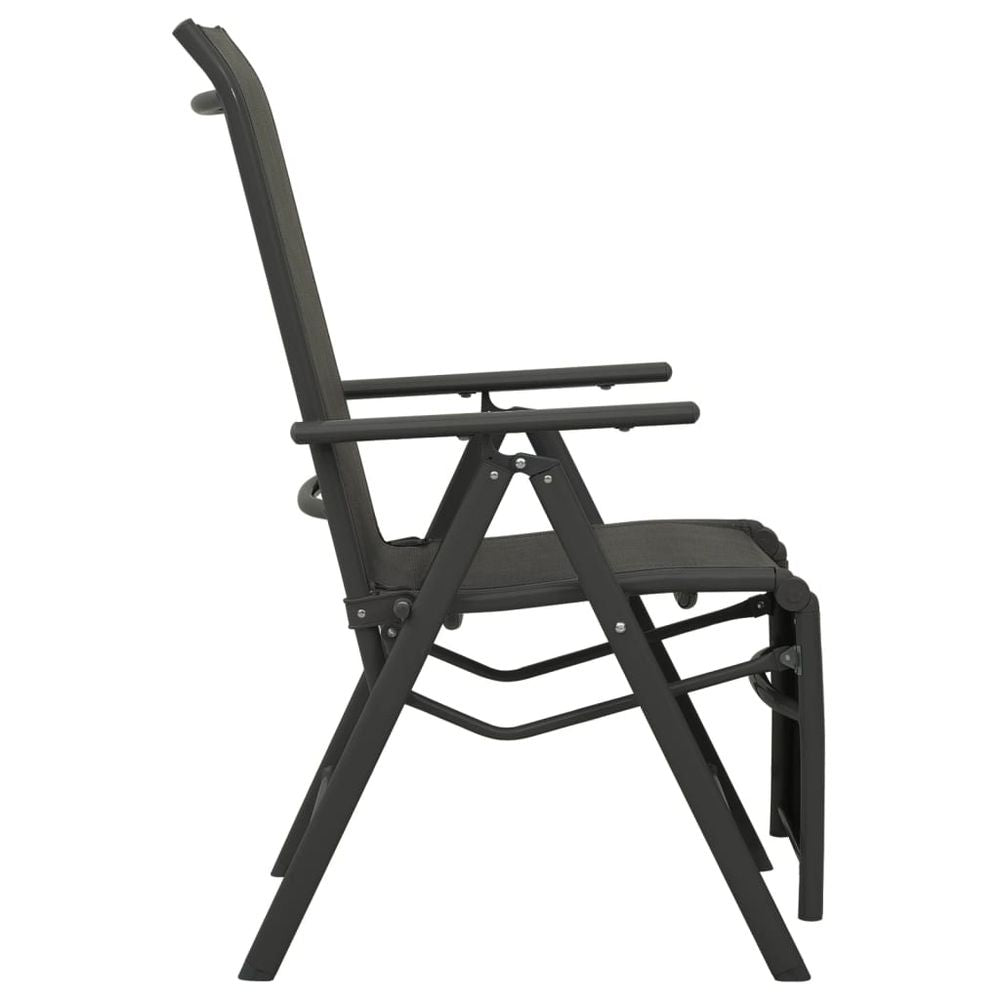 Reclining Garden Chairs 2pcs vidaXL Textilene and Aluminium Black - Garden Chairs from vidaXL