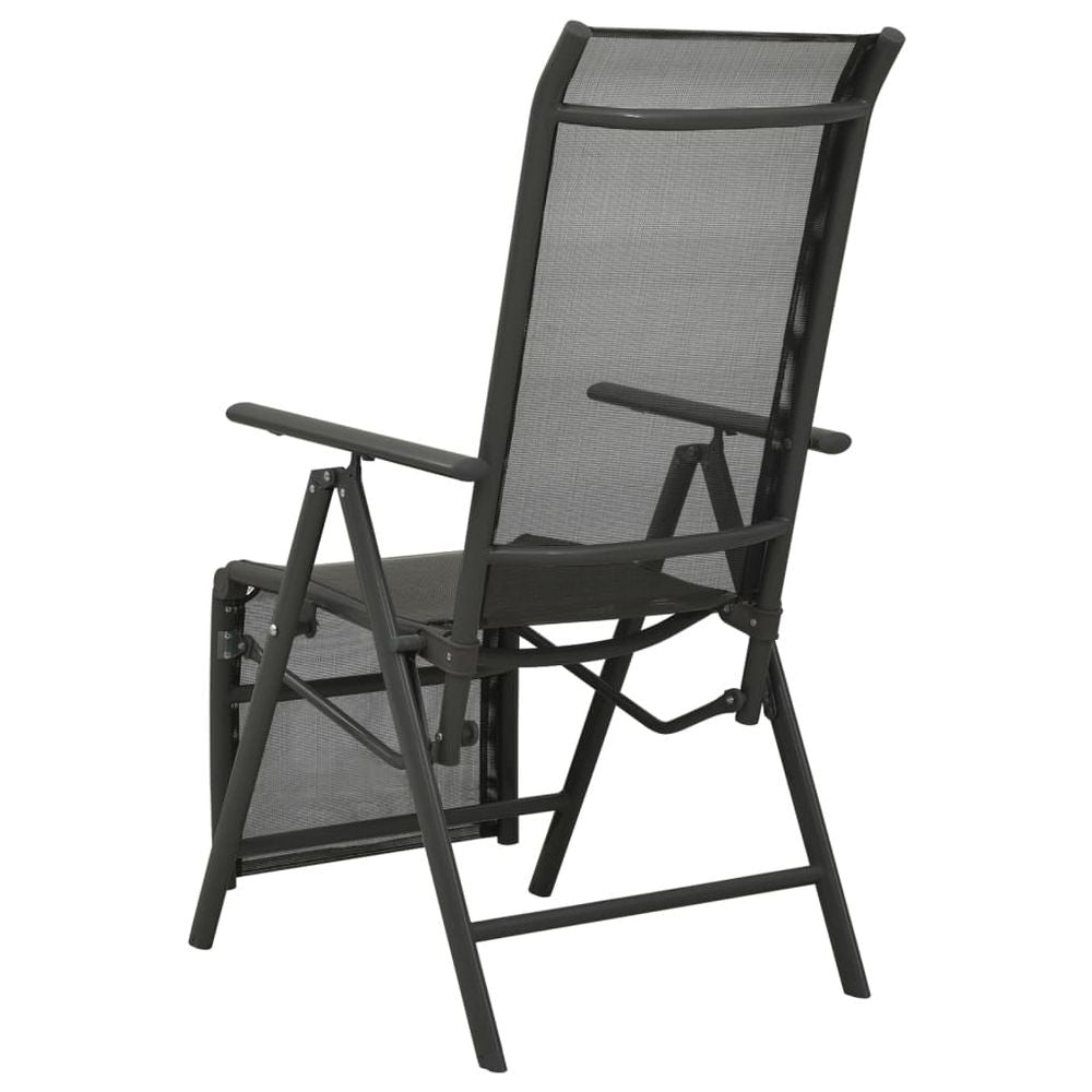 Reclining Garden Chairs 2pcs vidaXL Textilene and Aluminium Black - Garden Chairs from vidaXL