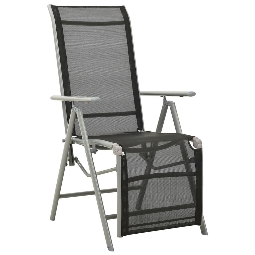 Reclining Garden Chairs 2pcs vidaXL Textilene and Aluminium Black - Garden Chairs from vidaXL