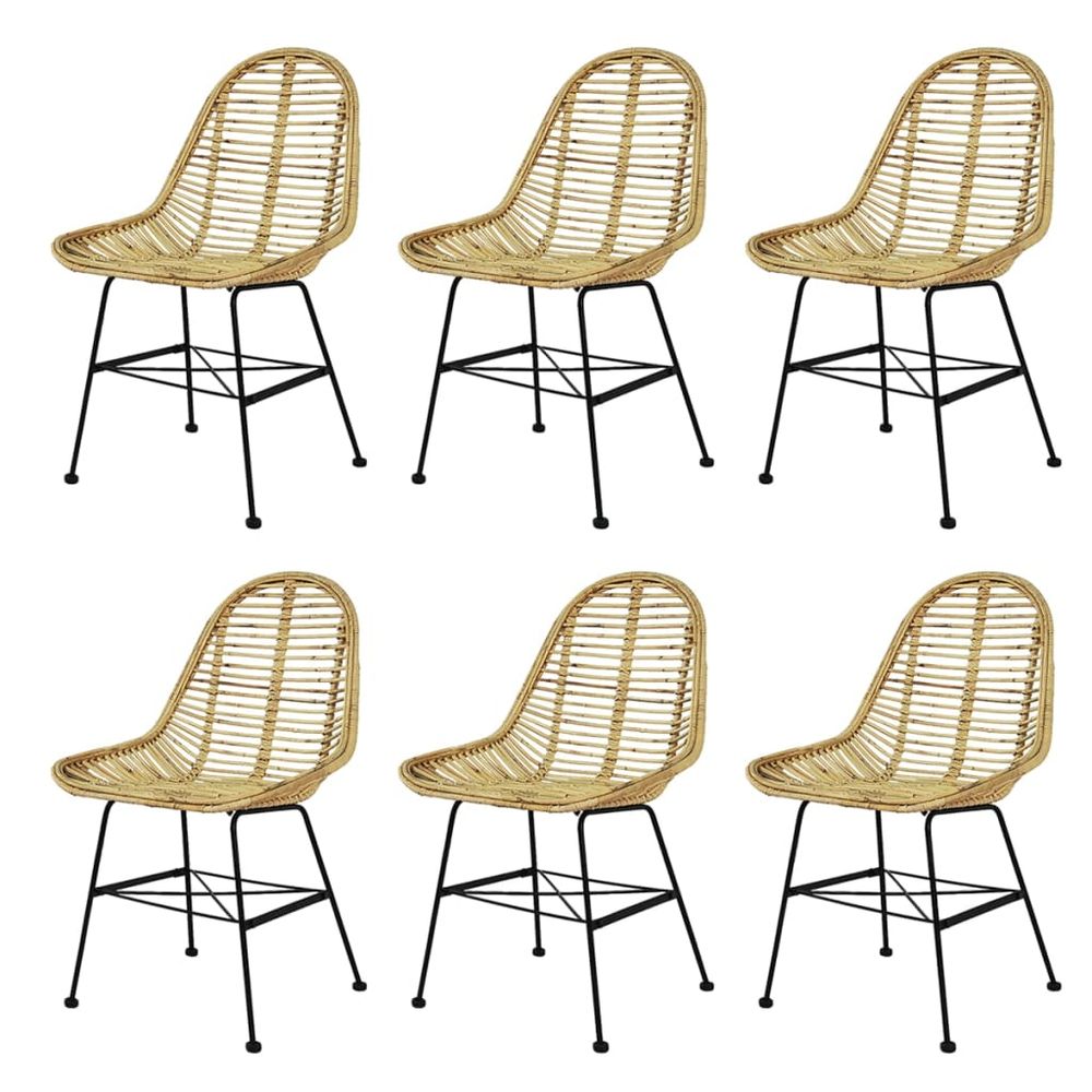 Dining Chairs 6 pcs vidaXL Natural Rattan - Garden Chairs from vidaXL