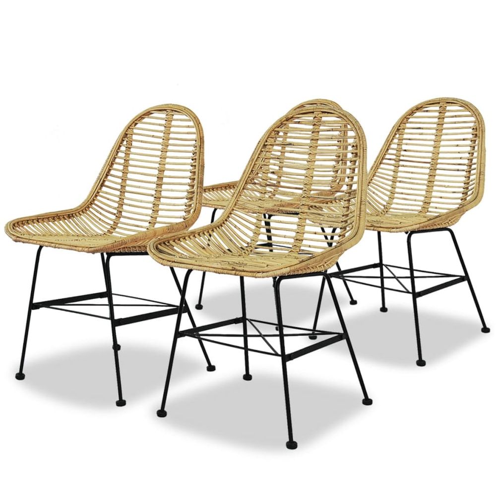 Dining Chairs 6 pcs vidaXL Natural Rattan - Garden Chairs from vidaXL