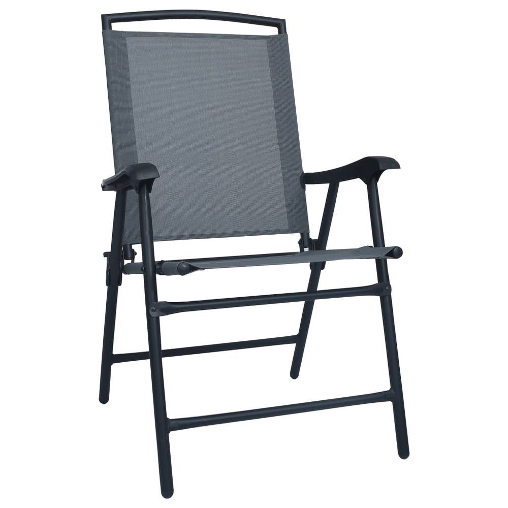 Folding Garden Chairs 2 pcs vidaXL Texilene Grey - Garden Chairs from vidaXL