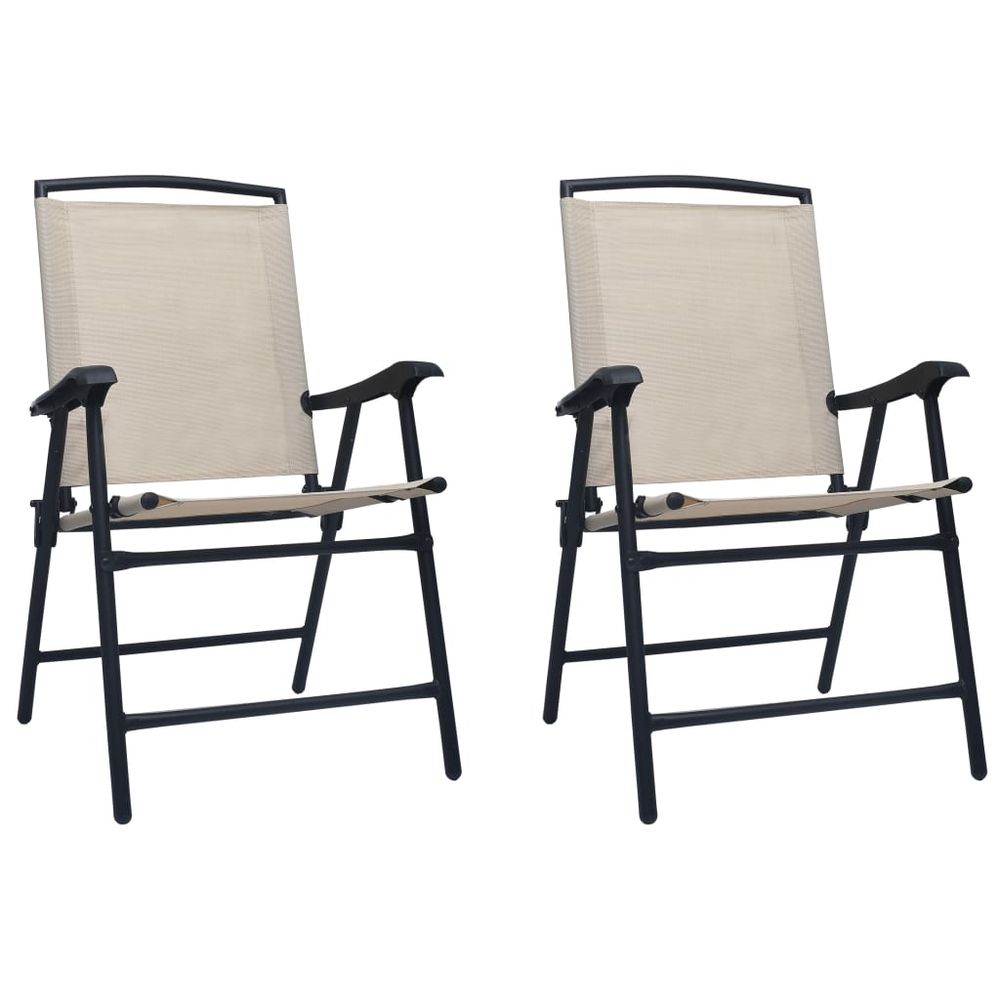 Folding Garden Chairs 2 pcs vidaXL Texilene Grey - Garden Chairs from vidaXL