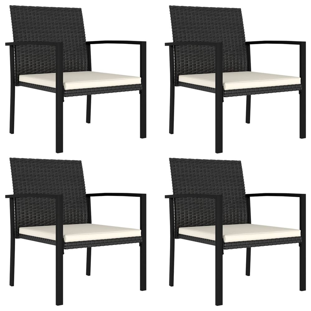 Garden Dining Chairs 4 pcs vidaXL Poly Rattan Black - Garden Chairs from vidaXL