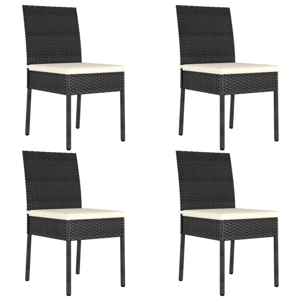 Garden Dining Chairs 4 pcs vidaXL Poly Rattan Black - Garden Chairs from vidaXL