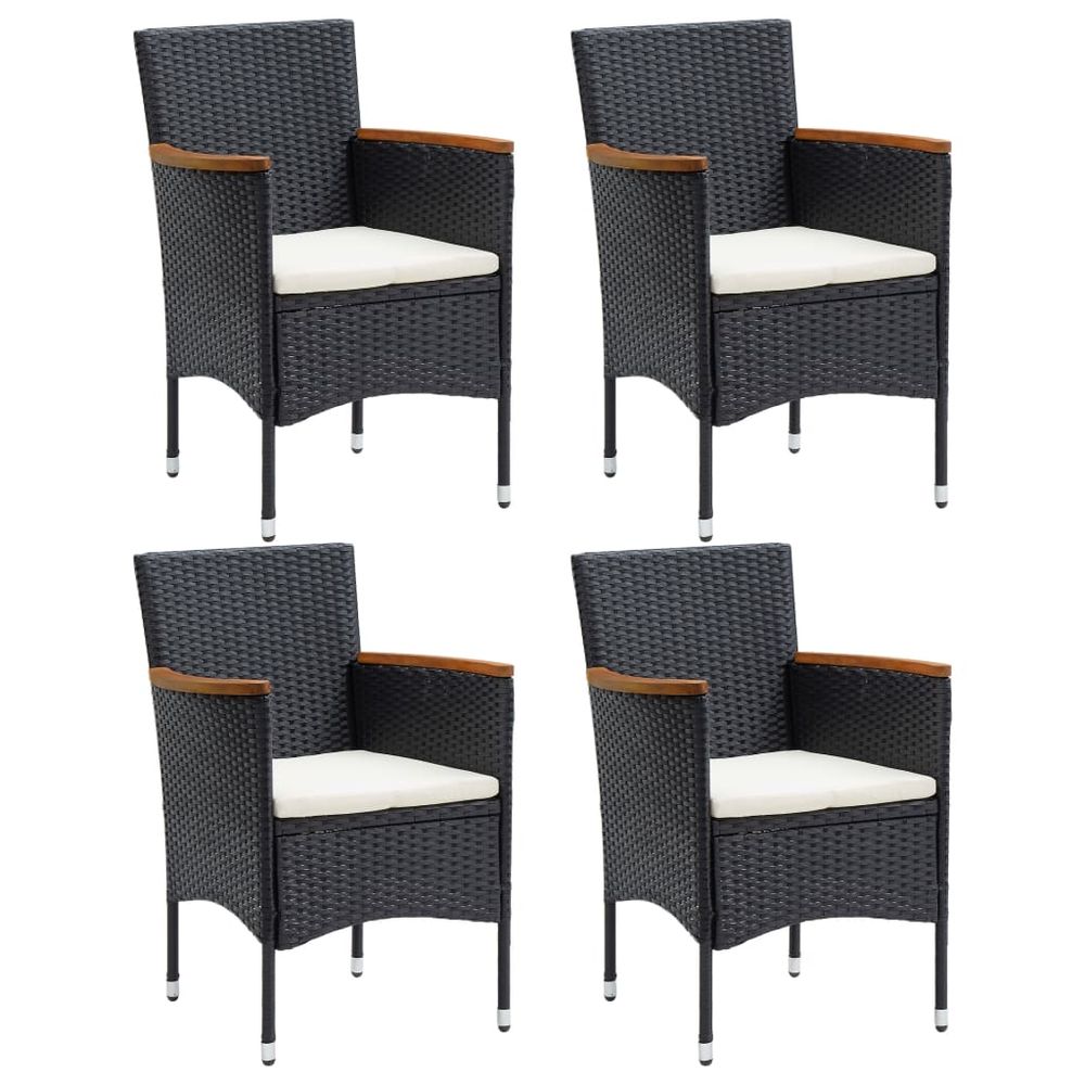 Garden Dining Chairs 4 pcs vidaXL Poly Rattan Black - Garden Chairs from vidaXL