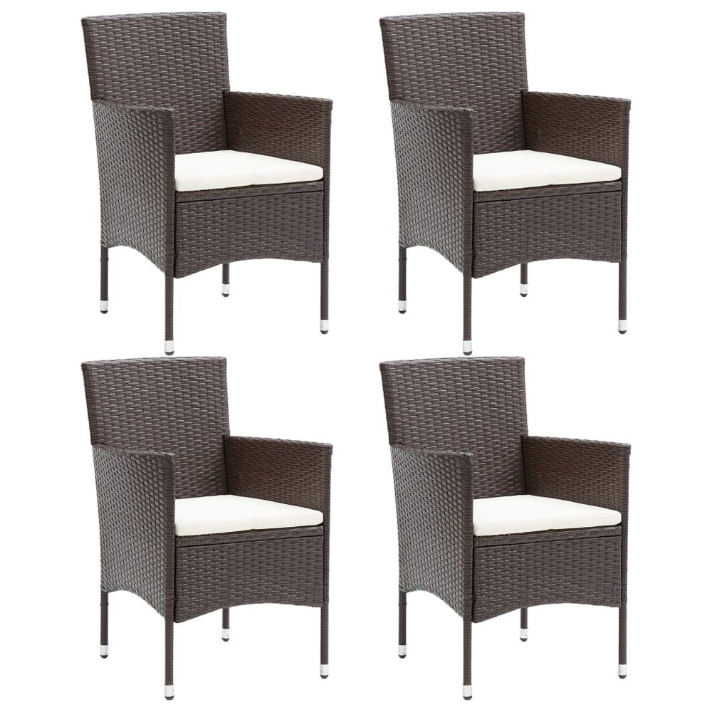 Garden Dining Chairs 4 pcs vidaXL Poly Rattan Brown - Garden Chairs from vidaXL