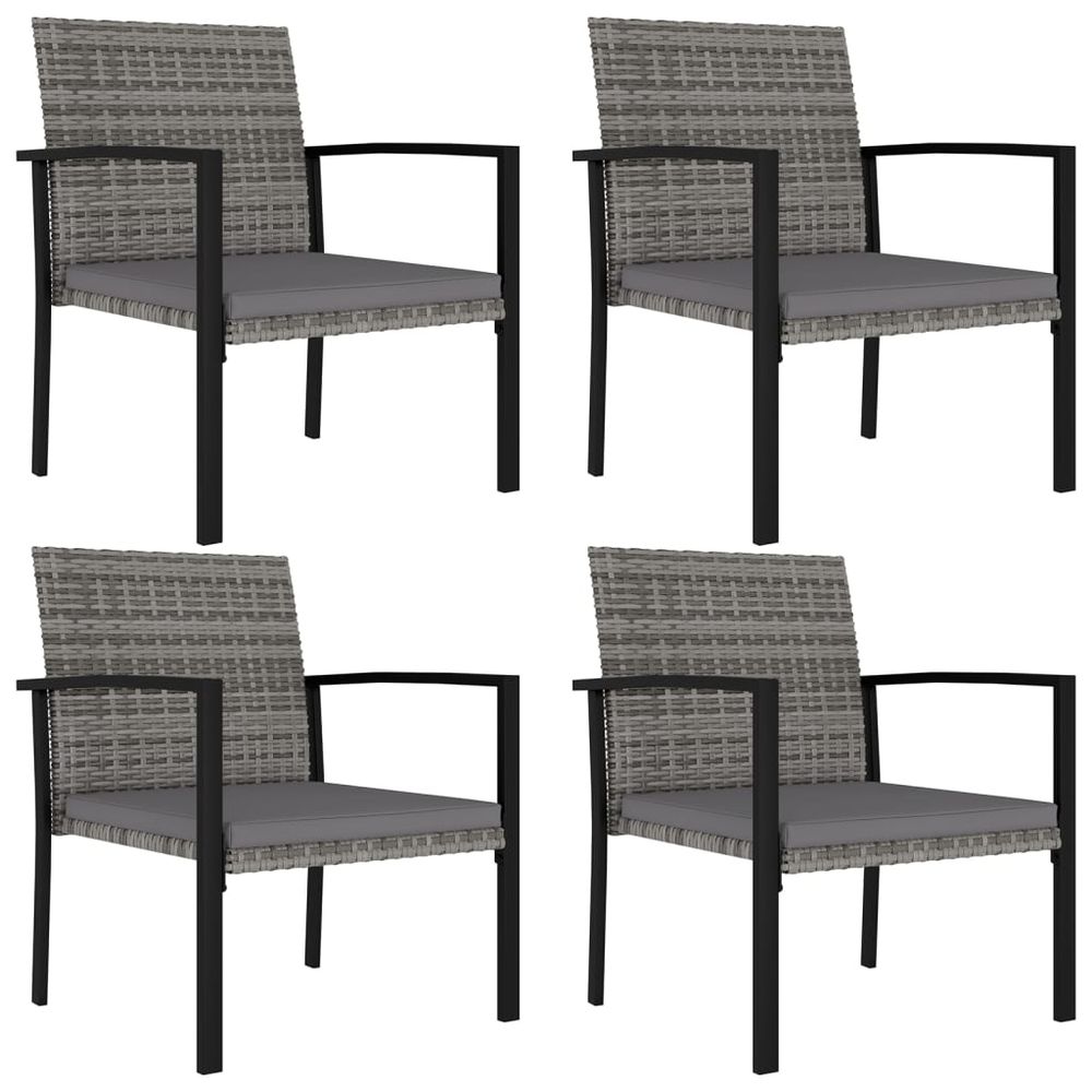 Garden Dining Chairs 4 pcs vidaXL Poly Rattan Grey - Garden Chairs from vidaXL