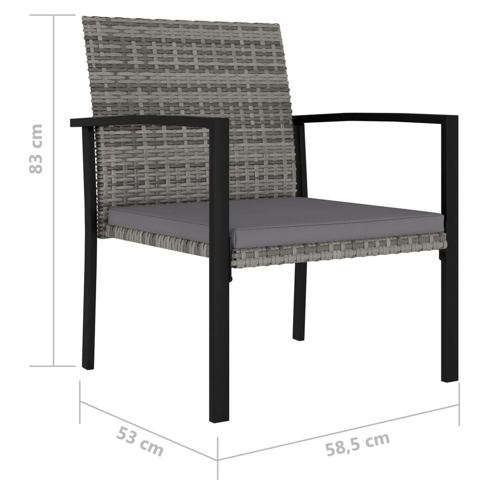 Garden Dining Chairs 4 pcs vidaXL Poly Rattan Grey - Garden Chairs from vidaXL