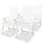 Reclining Garden Chairs 4 pcs vidaXL Plastic White - Garden Chairs from vidaXL