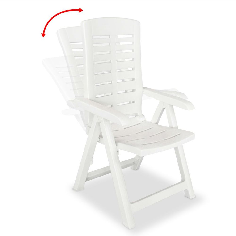 Reclining Garden Chairs 4 pcs vidaXL Plastic White - Garden Chairs from vidaXL