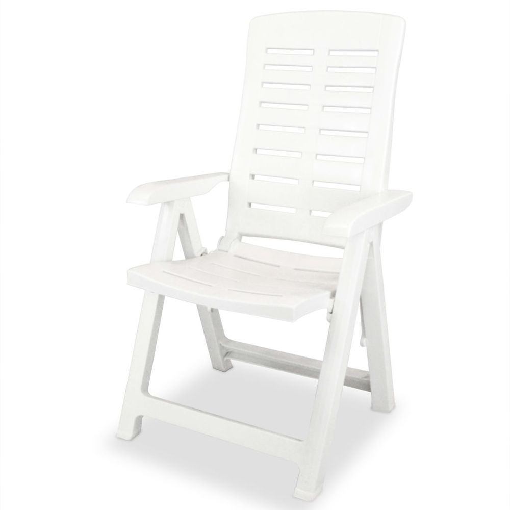 Reclining Garden Chairs 4 pcs vidaXL Plastic White - Garden Chairs from vidaXL