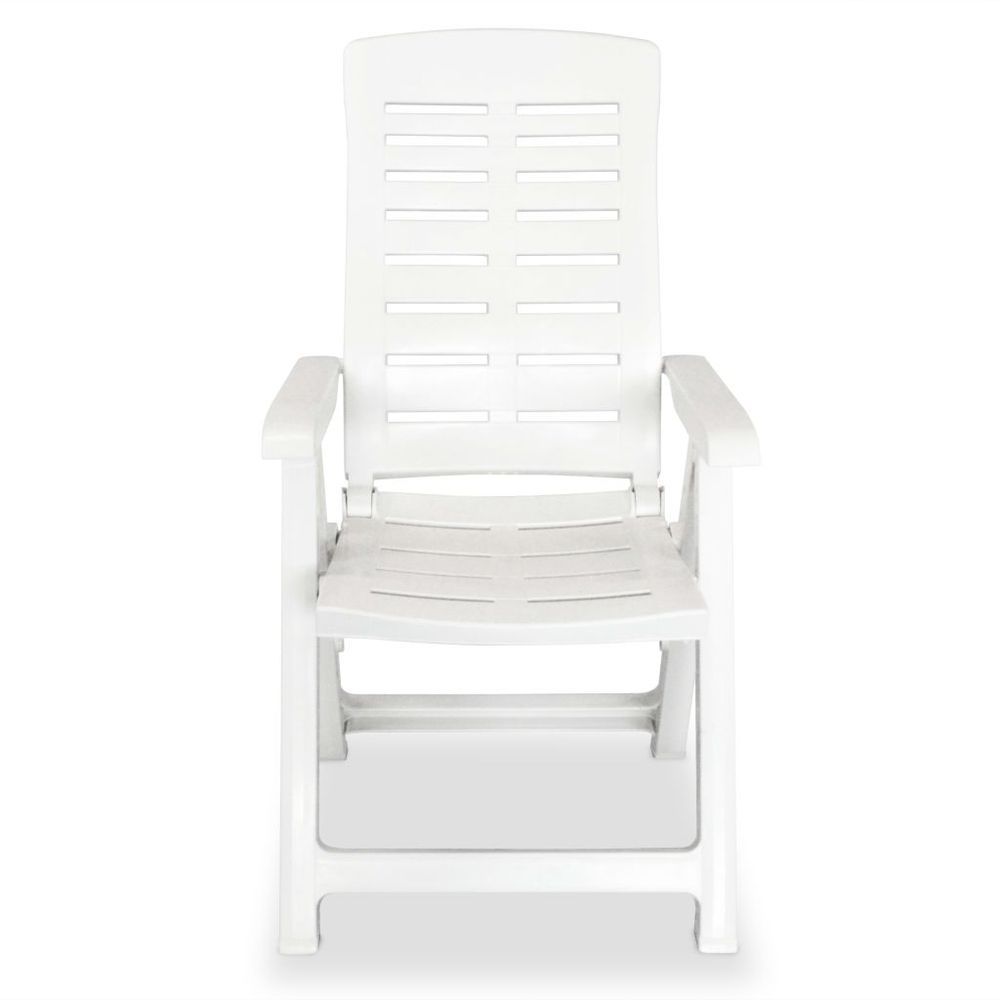 Reclining Garden Chairs 4 pcs vidaXL Plastic White - Garden Chairs from vidaXL