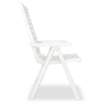 Reclining Garden Chairs 4 pcs vidaXL Plastic White - Garden Chairs from vidaXL