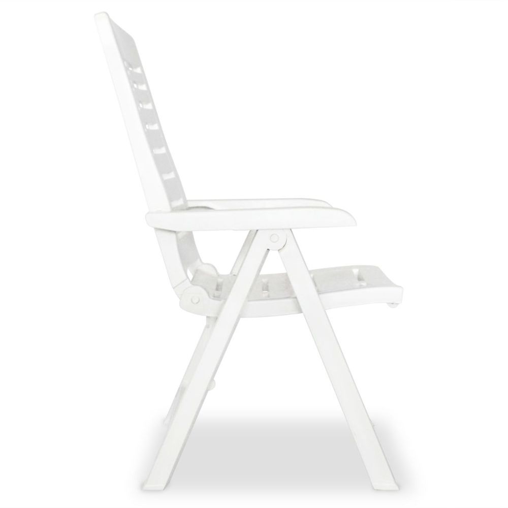 Reclining Garden Chairs 4 pcs vidaXL Plastic White - Garden Chairs from vidaXL