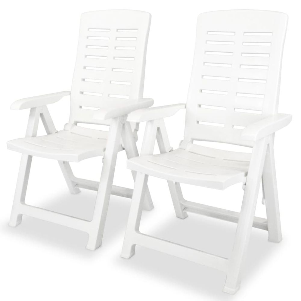 Reclining Garden Chairs 4 pcs vidaXL Plastic White - Garden Chairs from vidaXL