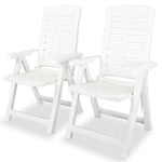 Reclining Garden Chairs 4 pcs vidaXL Plastic White - Garden Chairs from vidaXL