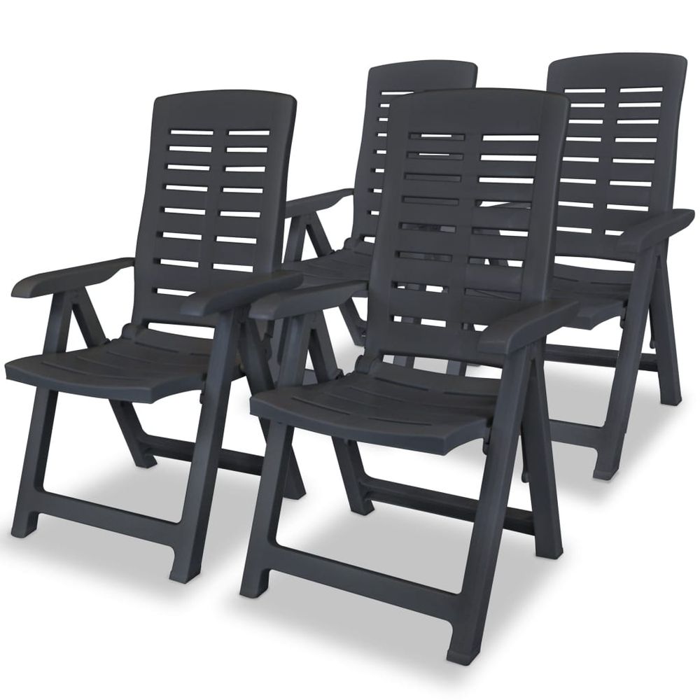 Reclining Garden Chairs 4 pcs vidaXL Plastic White - Garden Chairs from vidaXL