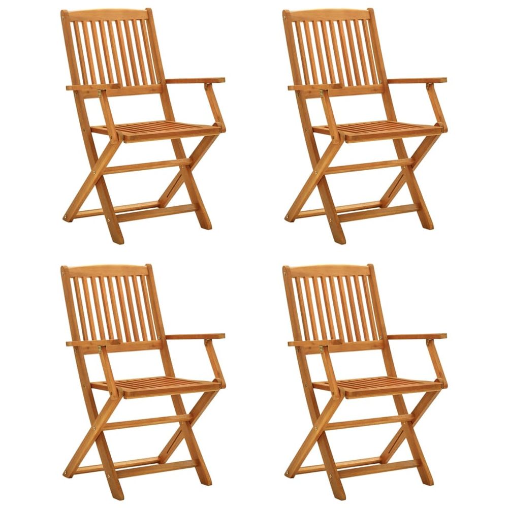 Folding Garden Chairs 2 pcs vidaXL Solid Eucalyptus Wood - Garden Chairs from vidaXL