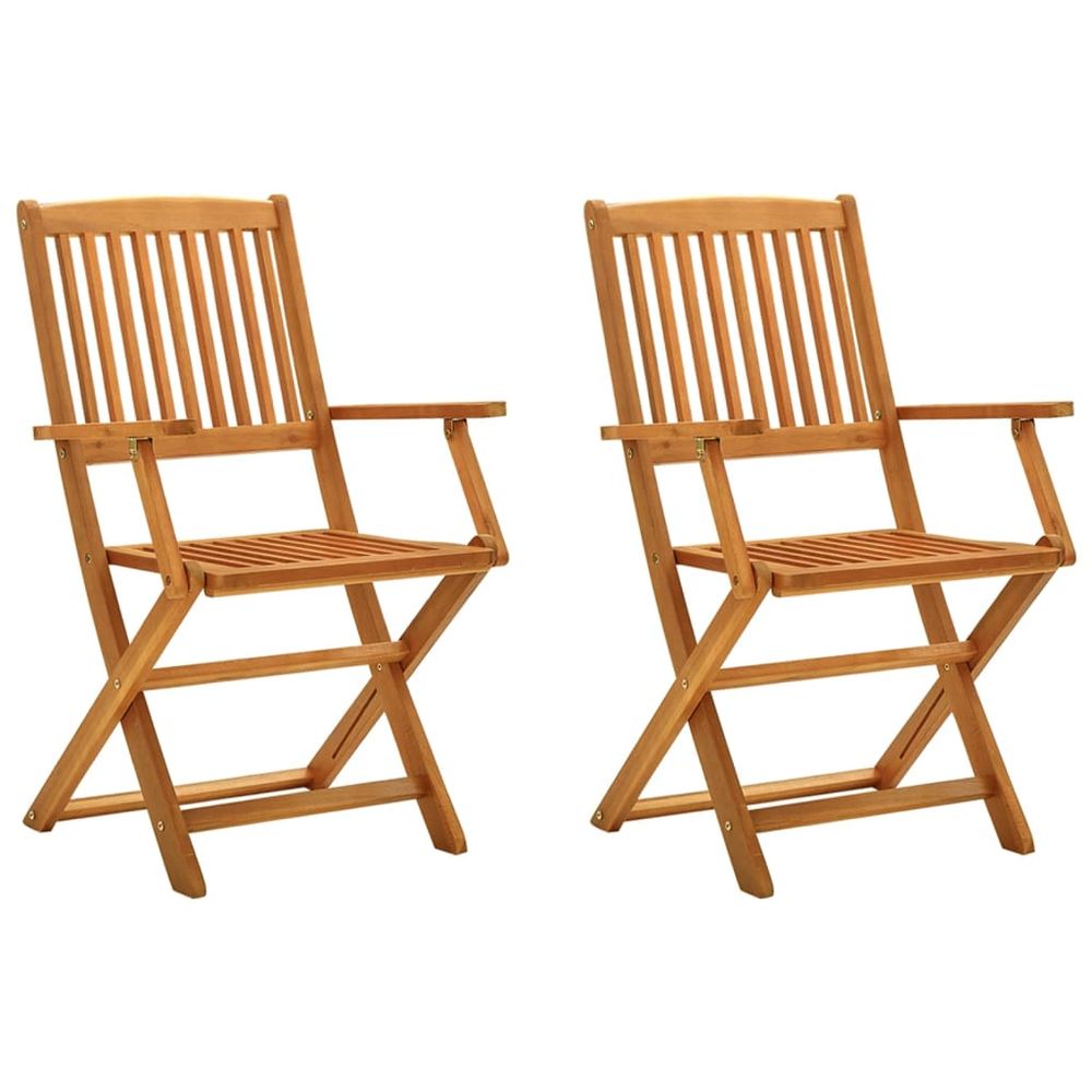 Folding Garden Chairs 2 pcs vidaXL Solid Eucalyptus Wood - Garden Chairs from vidaXL