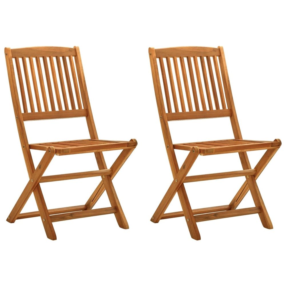 Folding Garden Chairs 2 pcs vidaXL Solid Eucalyptus Wood - Garden Chairs from vidaXL