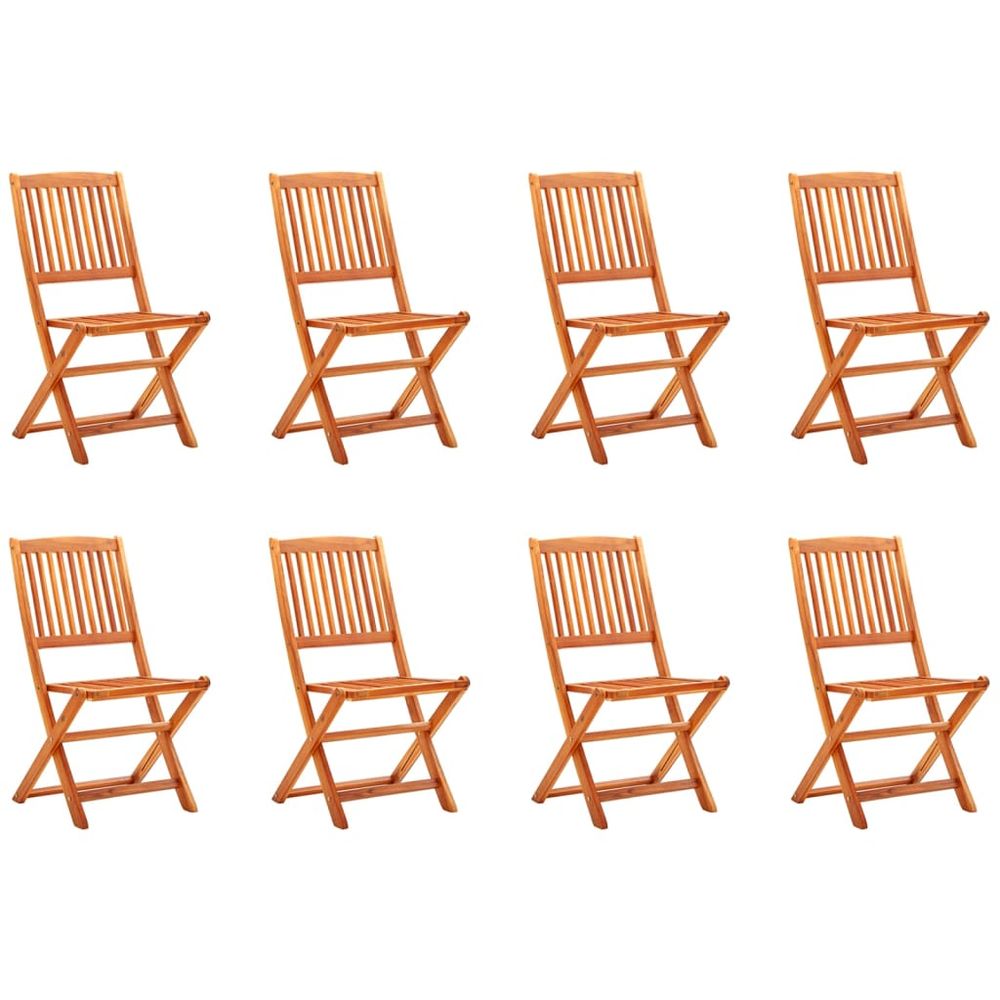 Folding Garden Chairs 2 pcs vidaXL Solid Eucalyptus Wood - Garden Chairs from vidaXL