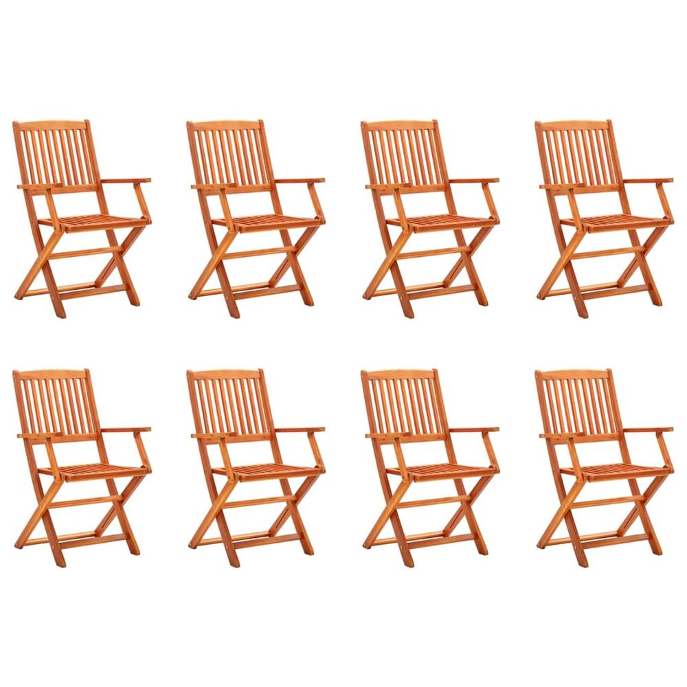 Folding Garden Chairs 2 pcs vidaXL Solid Eucalyptus Wood - Garden Chairs from vidaXL