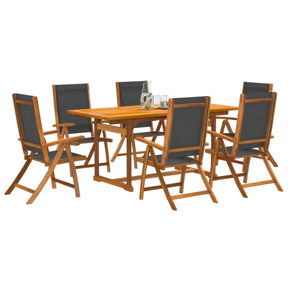 7 Piece vidaXL Garden Dining Set Solid Wood Acacia and Textilene - Garden Set from vidaXL