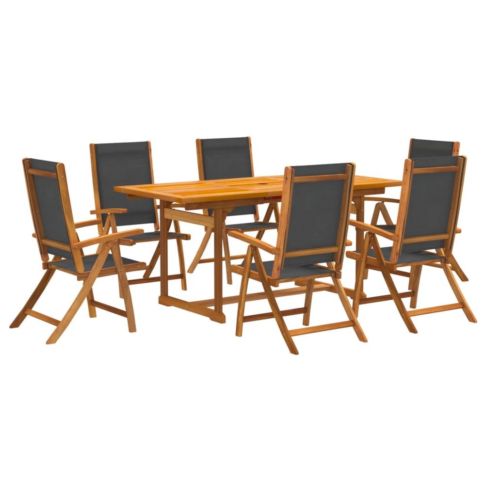 7 Piece vidaXL Garden Dining Set Solid Wood Acacia and Textilene - Garden Set from vidaXL