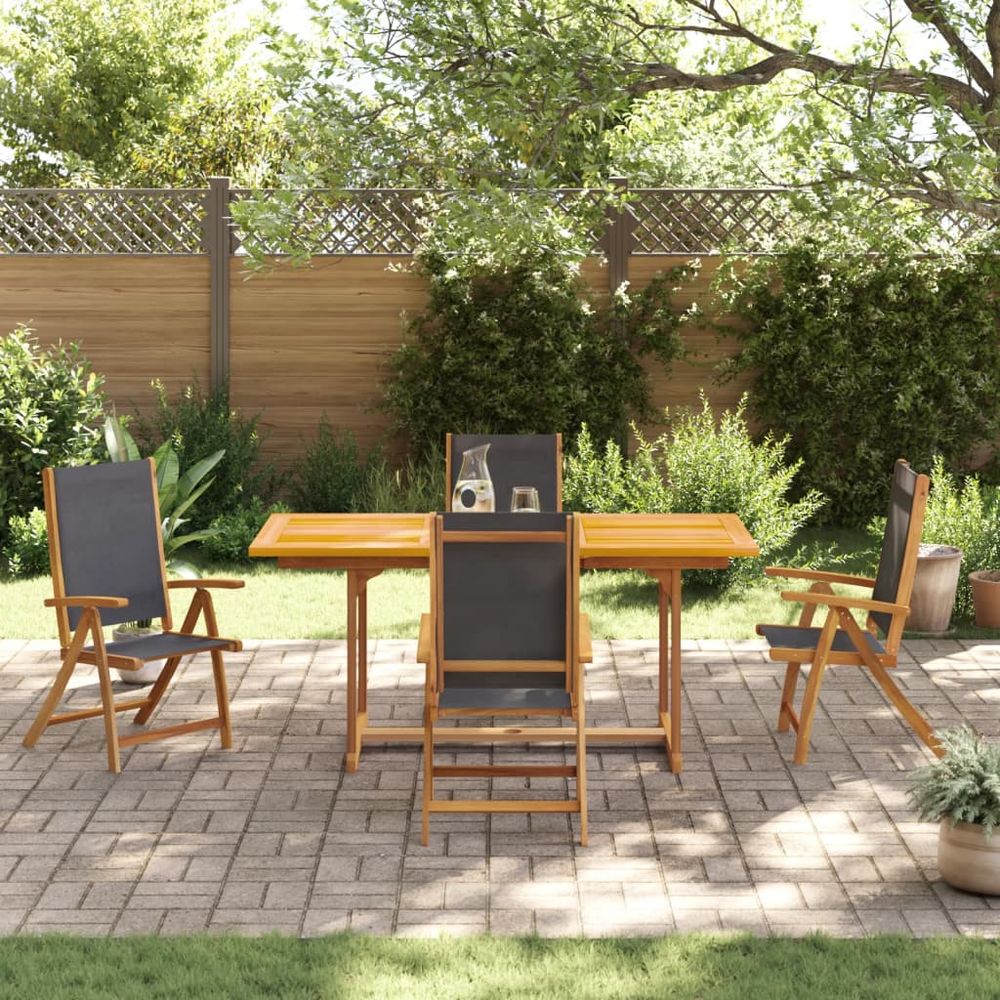 7 Piece vidaXL Garden Dining Set Solid Wood Acacia and Textilene - Garden Set from vidaXL