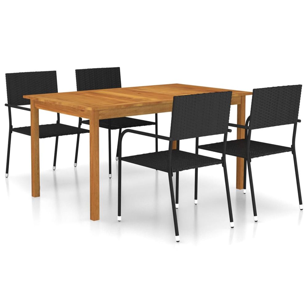5 Piece Ratten Garden Dining Set vidaXL Black - Garden Set from vidaXL