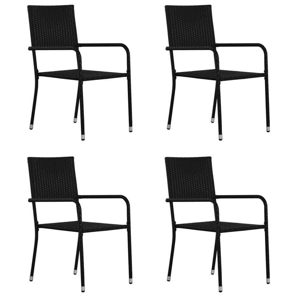 5 Piece Ratten Garden Dining Set vidaXL Black - Garden Set from vidaXL