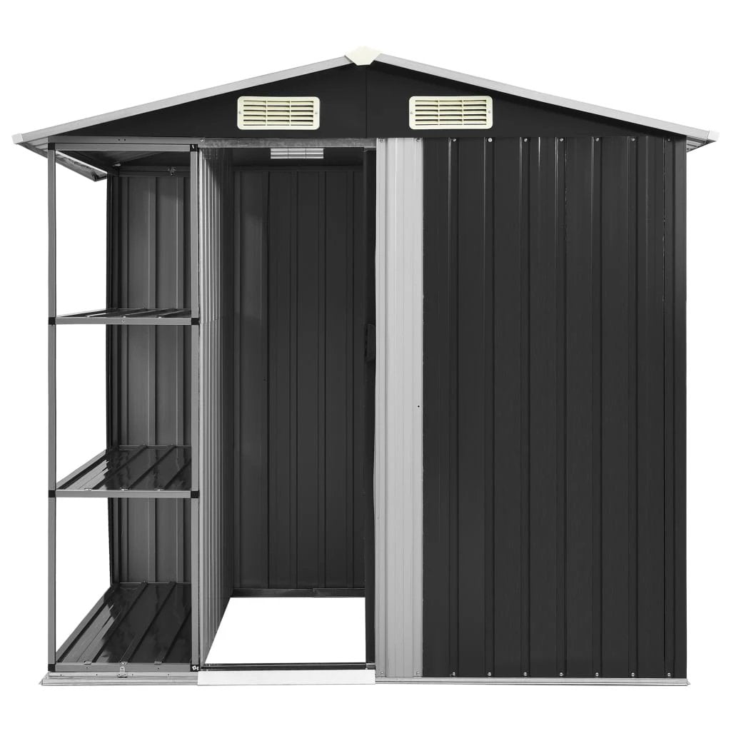 vidaXL Garden Shed with Rack Grey 205x130x183 cm Iron by vidaXL