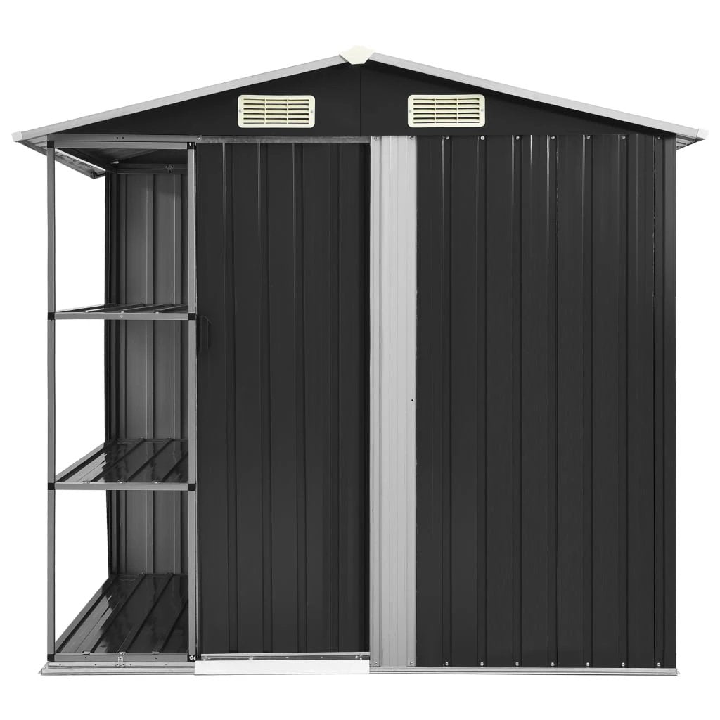 vidaXL Garden Shed with Rack Grey 205x130x183 cm Iron by vidaXL