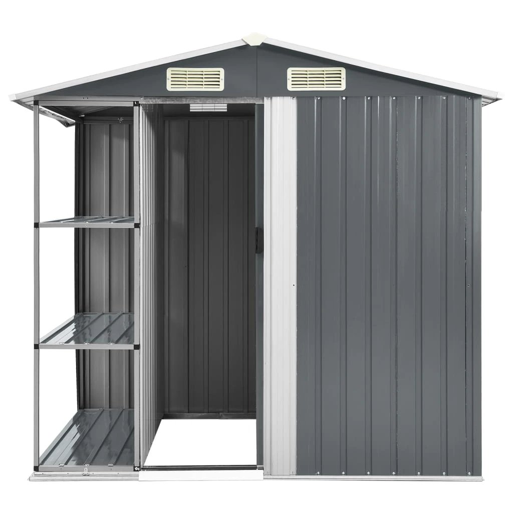 vidaXL Garden Shed with Rack Grey 205x130x183 cm Iron by vidaXL