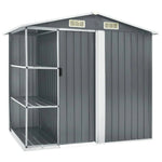 vidaXL Garden Shed with Rack Grey 205x130x183 cm Iron by vidaXL