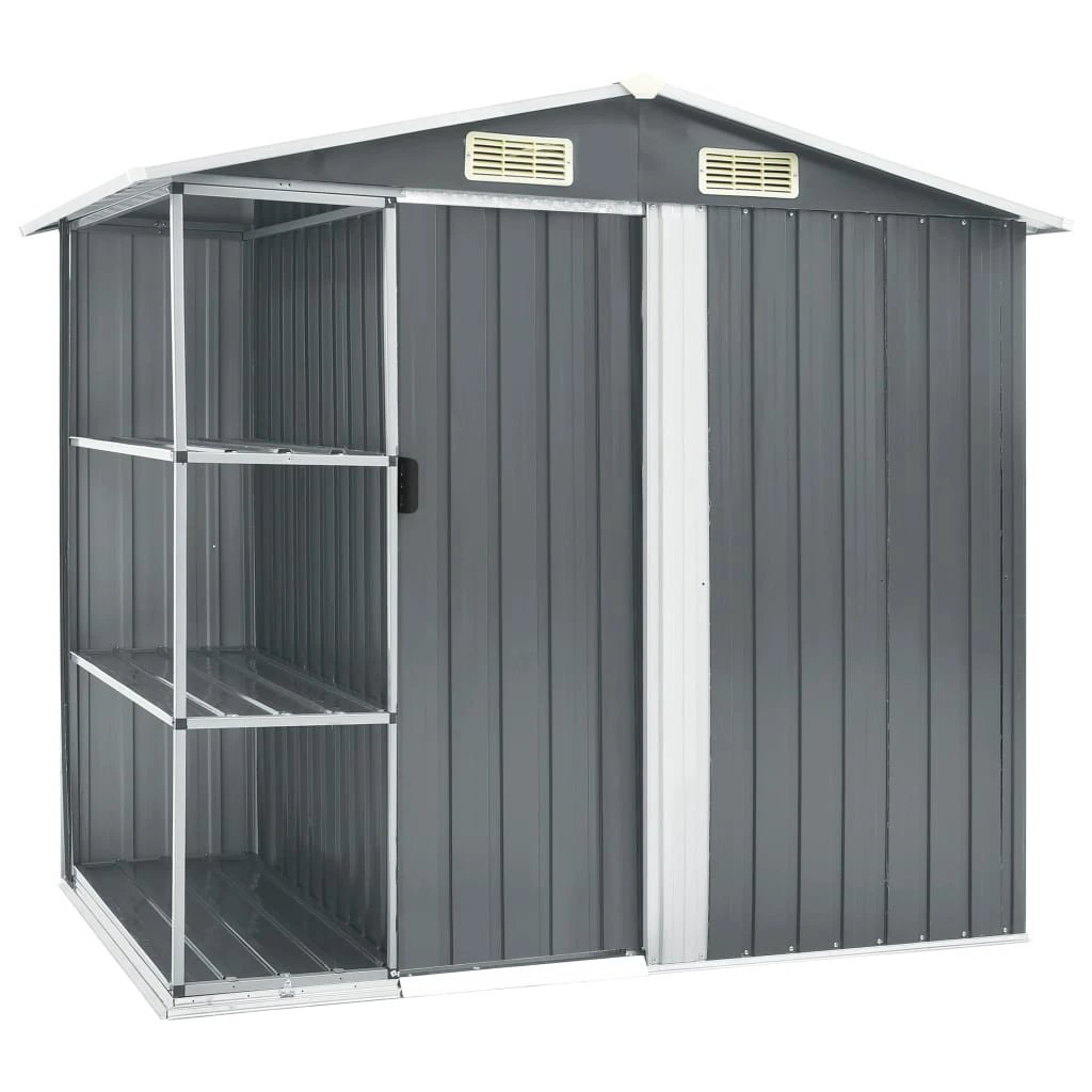 vidaXL Garden Shed with Rack Grey 205x130x183 cm Iron by vidaXL