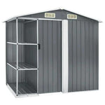 vidaXL vidaXL Garden Shed with Rack Grey 205x130x183 cm Iron - Garden Shed