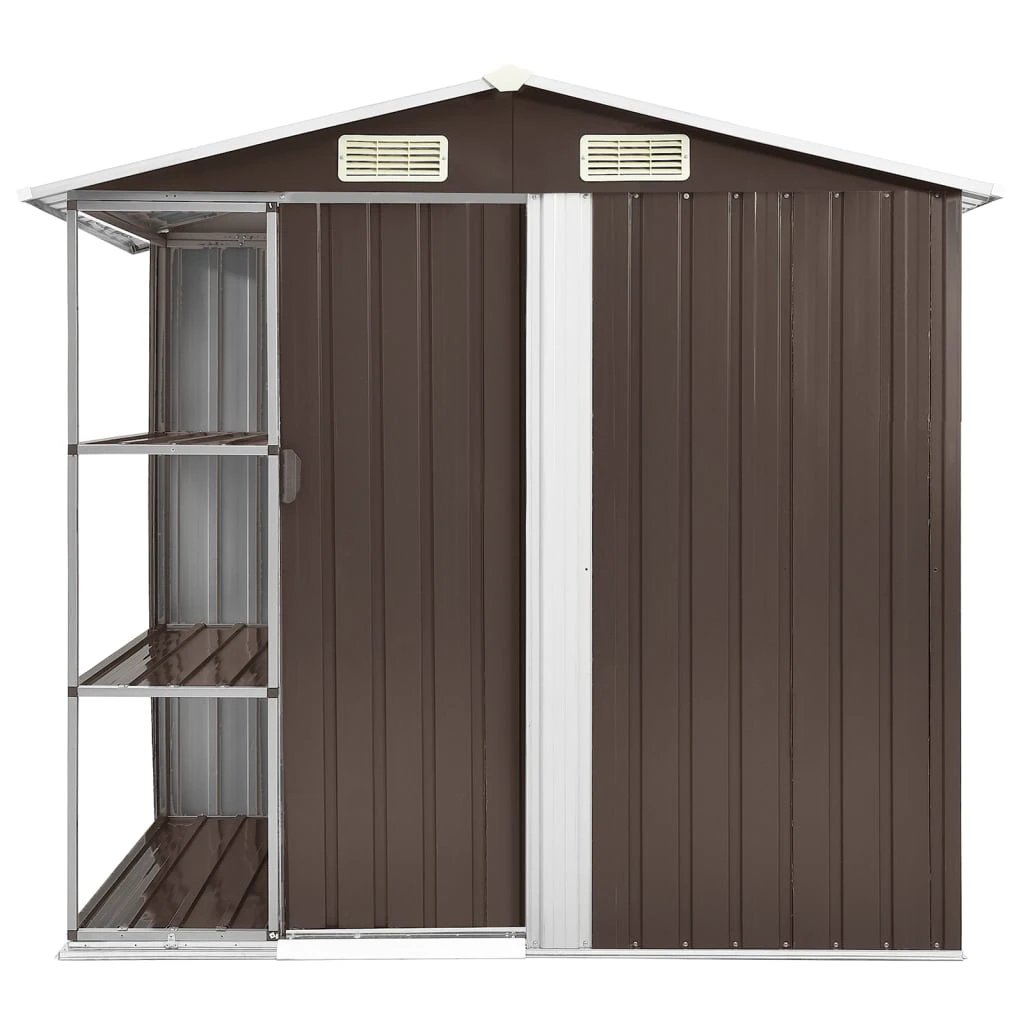 vidaXL Garden Shed with Rack Grey 205x130x183 cm Iron by vidaXL